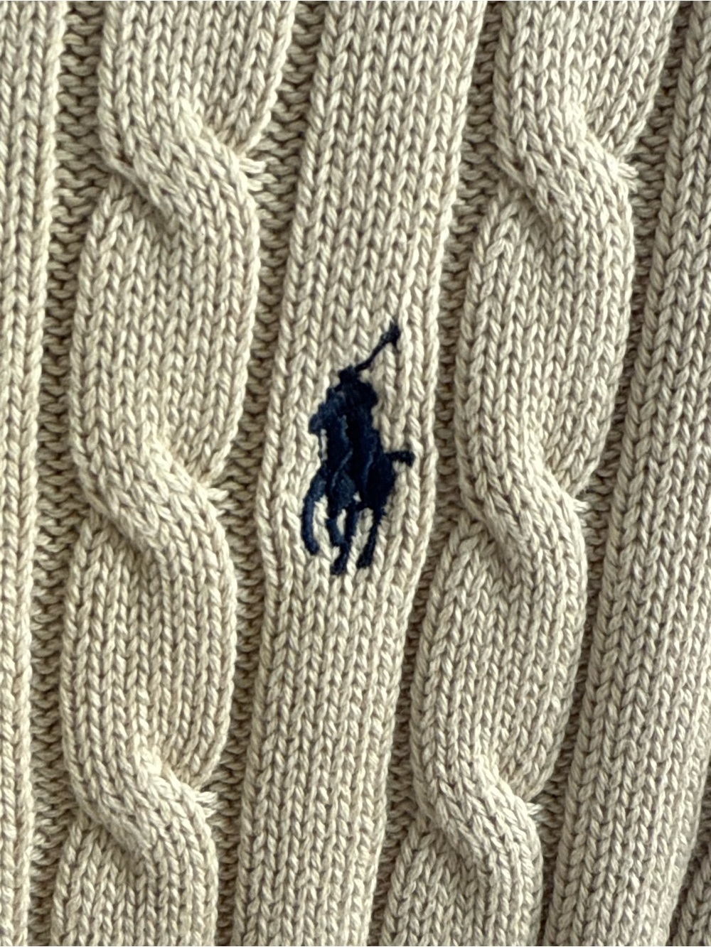 Polo by Ralph Lauren Greenish Beige Cable-Knit Crewneck Sweater Size M - Picture 3 of 7